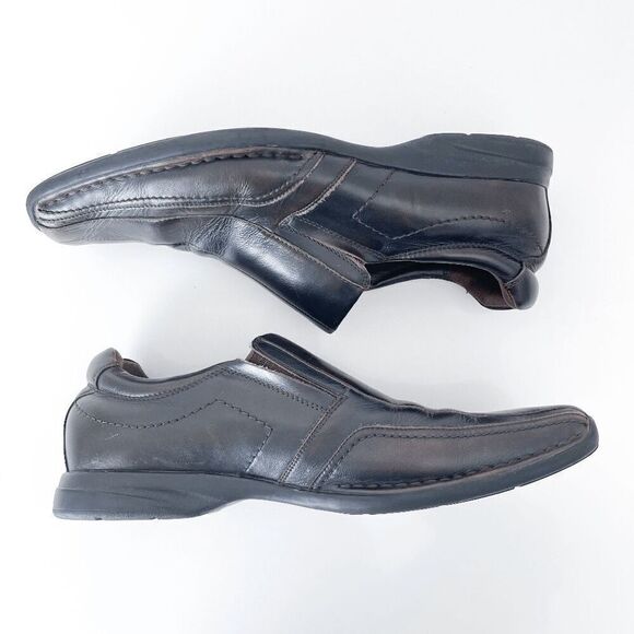 Steve Madden Gabriel Mens Leather Slip On Loafer Shoes Dark Brown 11 - Picture 3 of 8